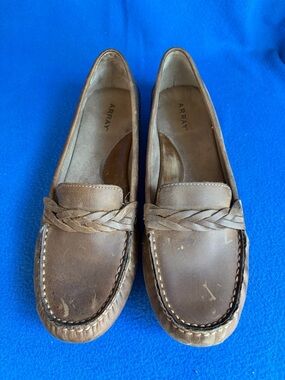 Array Braided Leather Driving Loafers in Brown
